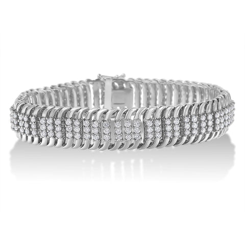 14K White Gold 5.0 Cttw Round Brilliant Cut Diamond 7" S Wave