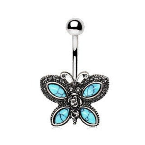 316L Stainless Steel Antique Turquoise Butterfly